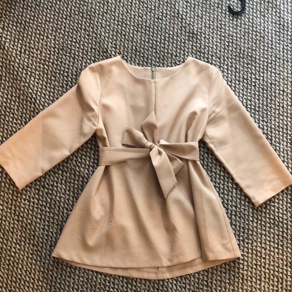 Cream/beige blouse with tie waist